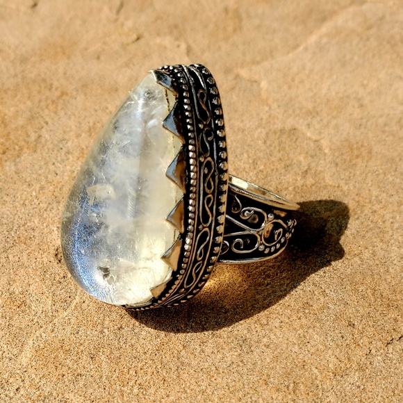 New Rainbow Dichroic Glass 925 Silver Ring. - Picture 2 of 9